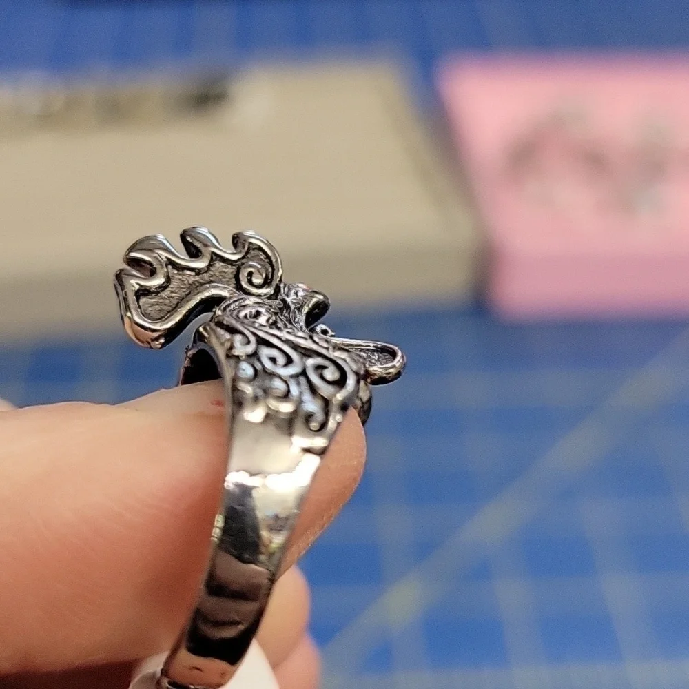 Rooster Chicken Silver Tone Ring Size 7 Adjustable